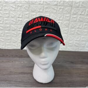 Hawaii Aloha Chelona USA Black Red Embroidered Baseball Cap Adjustable Snapback
